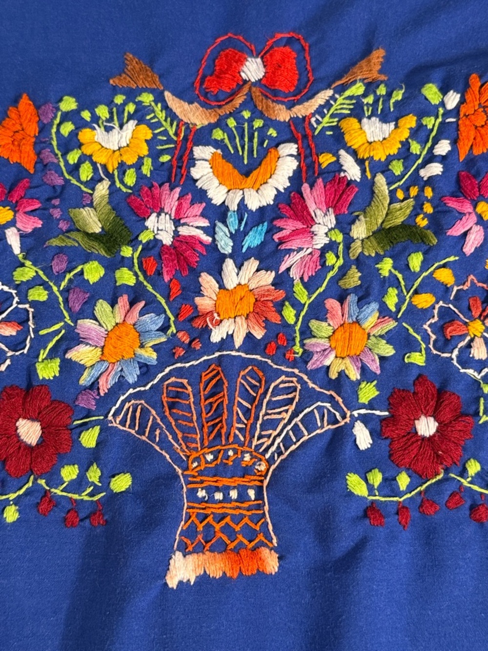 Vintage Women's Floral Embroidered Midi Dress Hippie Boho Style Festival Small - Picture 13 of 15